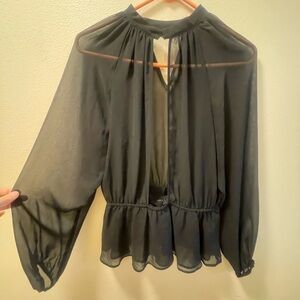 Elegant Black Sheer Women's Top